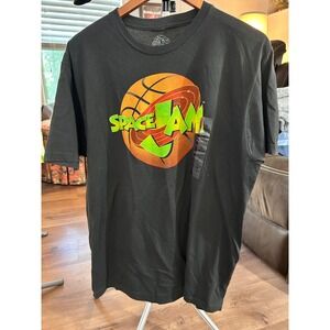 Space Jam Mens Graphic T-Shirt Black XL Looney Tunes Movie Logo New